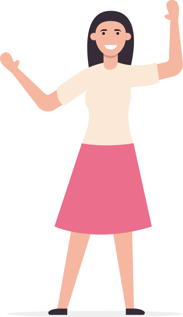 Woman with hand raised